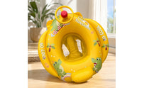 Seated Swim Float with Seat Backrest Baby Swim Seat Raised Front Cushion Baby Swimming Buoyant Device Cartoon-Style