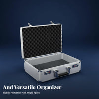 Combination Lock Hard Case with Foam Insert Ergonomic Handle Aluminum Briefcase with Foam Insert Reinforced Corners Portable Hard Shell Equipment Case Strong Bearing Capacity for Business Travelers, Photographers, Professionals