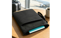 Black Book Sleeve with Front Pocket Soft Book Sleeve with Wrist Strap Slim Reading Accessory Rectangular for Travel, School