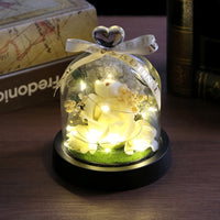 Handmade Eternal Blossom Bear Glass Dome Handmade Light up Blossom Bear Gift Long Lasting for Girlfriends, Wife, Valentine's Day, Desk