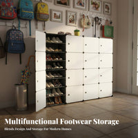 Modular Footwear Storage Unit Multi-Layer Design DIY Assembly Shoe Closet Dustproof Stackable Storage Cubes for Families, Students, Entryway