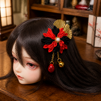 BJD Doll Kimono Fabric Hair Clip Japanese Style Headwear for 1/3 1/4 Scale Dolls