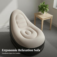 2 Pieces Comfortable Blow-up Lazy Sofa Quick Inflation Portable Inflatable Couch Easy to Clean Flocked Inflatable Armchair Long-Lasting for Office Workers, Travelers, Outdoor, Camping, Bedroom, College Dorms