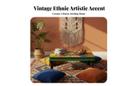 2 Pieces Colorful Design Hand-Painted Floor Desk Handmade Low Table Multipurpose Household Furniture Bohemian Design for Home Decor Enthusiasts, Apartment Dwellers, Bay Window, Living Room, Balcony, Bedroom