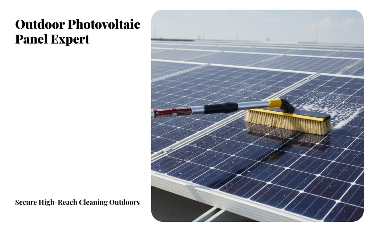 Soft Bristles Photovoltaic Panel Washing Tool Non-Slip Grip Solar Panel Cleaning Brush Lightweight Aluminum Telescopic Wash Brush Easy Installation for Professional Cleaners, Maintenance Personnel, Business Owners, Rooftops, House Siding