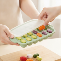 Baby Food Storage Container with Lid, Food Grade Silicone Freezer Tray, High Temperature Resistant Multi-Compartment Ice Cube Mold