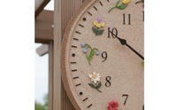 Outdoor Wall Clock Dustproof Clock with Flower Decorations Waterproof for Poolside