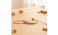 Mini Gong with Mallet Portable Hand Gong with Mallet Wooden Percussion Instrument for Children, Beginners