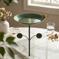 Garden Hook Birdbath Flower-Shaped Leaf Basin Birdbath Decorative Design