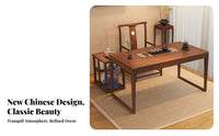 Traditional Craftsmanship Chinese Design Tea Table and Chairs Finely Polished Kung Fu Tea Table Set Zen Design Wooden Furniture Set for Meditators, Cultural Enthusiasts, Homeowners, Balcony, Living Room, Office, Bay Window Area