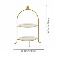 Gilded Feathered Cake Stand Decorative Display Multi Tier Dessert Stand Metal Frame Home Decor for Afternoon Tea