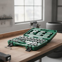 Steel Ratchet Socket Wrench Tool Kit Portable Socket Wrench Set with Case Compact Mechanics Tool Set Sturdy for Garage