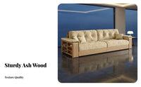 3-Seater billowy Sofa Modern Design 3-Seater Deep-Seat Foam Couch Small Space suitable Lounge Seating for Apartment Dwellers, Families, Bedroom, Office