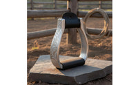 Heavy Duty Engraved Leather Stirrup Polished Finish Western Saddle Stirrups Long-Lasting Construction Engraved Stirrups Equestrian Stability for Cowboys, Riders, Ranch Riding