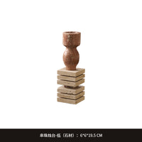 木作家具展厅餐厅餐桌软装氛围感布置原木风工艺品烛台侘寂风摆件
