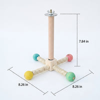 Rotating Perch Parrot Toy with 4 Wood Branches, Rotating Wooden Bird Toy for Cockatiel, Colorful Ball Bird Cage Toy Decor