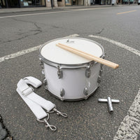 Silver Hardware White Marching Drum Drumsticks Included Metal Marching Drum
