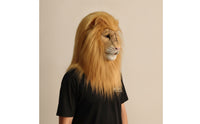 Realistic Lion Mask Theatrical Lion Headpiece Textured Full Head Mask Deluxe for Cosplayers, Halloween