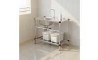 Rust Resistant Stainless Steel Utility Sink Heavy Duty Stainless Steel Sink with Stand Easy to Clean Freestanding Wash Basin with Shelf Large Capacity for Basement, Garage, Outdoor