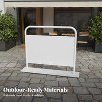 Weather Resistant Freestanding Advertising Barrier Heavy Duty Base Floor Standing Logo Display Stand Easy Assembly Canvas Panel Partition Fence Multi-Functional for Cafe Owners, Restaurant Managers, Event Planners, Sidewalks, Storefronts, Patios, Lobbies