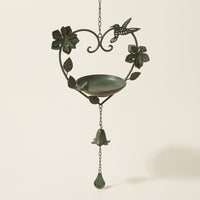 Heart Bird Feeder Decorative Hanging Bird Feeder Antique Green Rustic for Gardeners, Garden, Yard