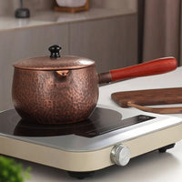 Copper Teapot with Wooden Handle Hammered Copper Teapot Long Pot for Collectors, Home Kitchen
