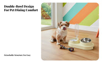 16° Tilted Design Double Bowl Pet Station Easy to Clean Elevated Cat Food and Water Bowl Leak-Proof for Cats, Dogs, Home, Kitchen, Vacation