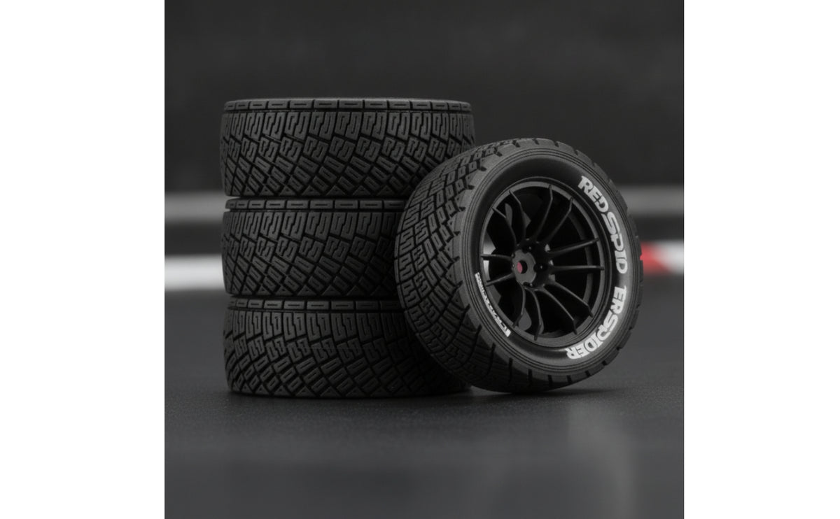 4 Pieces 1/10 Scale RC Model Car Tires 77mm RC Tires with 12mm Coupler Treaded High Traction for Hobbyists