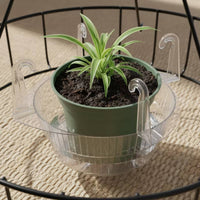 5 Pieces Clear Hanging Plant Tray with Hooks Transparent Hanging Basket Saucer with Hooks Plastic Lightweight for Gardeners, Patio, Porch