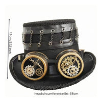Bronze Accents Steampunk Top Hat Layered Brim Goggle Top Hat Braided Trim Headpiece Gears Decoration