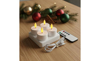 Flickering Effect LED Tea Light Set with Charging Base No Dripping Melt Rechargeable LED Tea Lights Safe Flameless Candle Set with Wireless Controller Timer Function for Christmas, Home Decor, Wedding, Restaurant