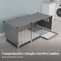 Multi-Room Design Dog Enclosure with Toilet Zoned Living Space Pet House with Potty Tray Easy to Clean Indoor Dog Kennel Waterproof for Puppy Owners, Home, Apartment
