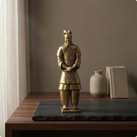 Lustrous Finish Terracotta Warrior Figurine Souvenir-Style Brass Warrior Figurine Compact Terracotta Soldier Ornament Detailed
