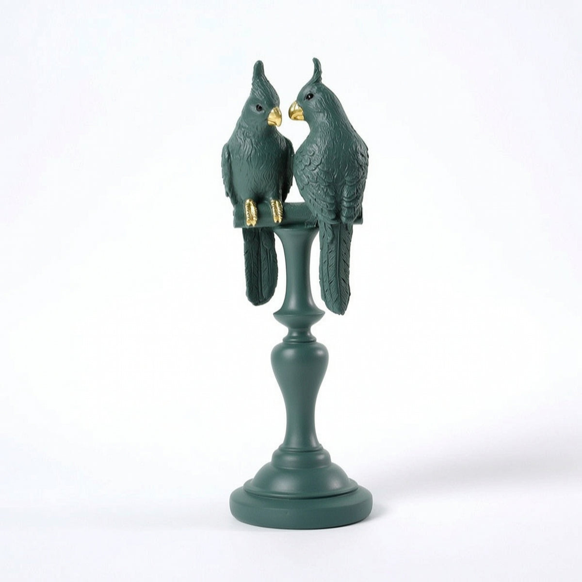 Parrot Sculpture with Pedestal Tabletop Bird Statue Resin for Living Room, Desk