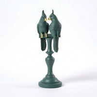 Parrot Sculpture with Pedestal Tabletop Bird Statue Resin for Living Room, Desk