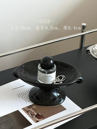 装饰摆件轻奢陶瓷香薰托盘高级感银色蜡烛烛台侘寂风玄关杂物收纳