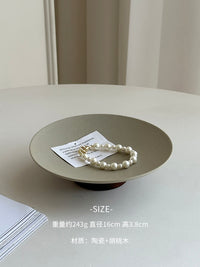 装饰摆件轻奢陶瓷香薰托盘高级感银色蜡烛烛台侘寂风玄关杂物收纳