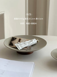 装饰摆件轻奢陶瓷香薰托盘高级感银色蜡烛烛台侘寂风玄关杂物收纳