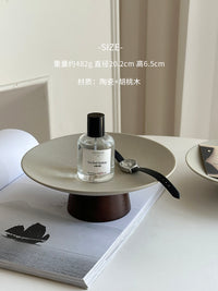 装饰摆件轻奢陶瓷香薰托盘高级感银色蜡烛烛台侘寂风玄关杂物收纳