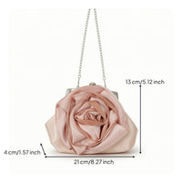 Elegant Floral Kiss Lock Evening Bag Dressy Rose Clutch Compact Flower Evening Clutch Romantic for Weddings, Prom, Date Nights