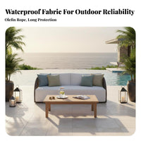 Rope Woven Sofa Set Waterresistant Rope Woven Seating Set Water Resistant Outdoor Furniture for Business Owners, Entertainers, Garden, Courtyard, rearyard