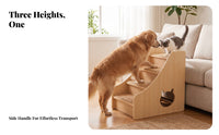 Solid Wood Wooden Dog Stairs Sturdy Wooden Pet Stairs Safe Dog Steps with Anti-Slip Surface Long-Lasting for Small Dogs, Injured Pets, High Bed, Sofa, Indoor