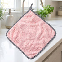 Dense Coral Fleece Microfibre Cloth, Hanging Dish Cloths and Cleaning Cloths for Kitchen, Quick Drying Microfibre Cloth for Dishes and Hands
