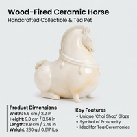 Ceramic Horse Statue for Display, Retro Chinese Horse Figurine for Tea Room, Collectible Animal Sculpture for Desk, Handmade Horse Ornament for Gift