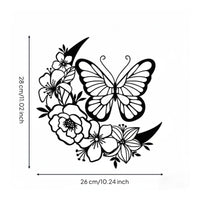 Waterproof Butterfly Flower Wall Decor Weather Resistant Metal Butterfly Wall Decor Indoor Outdoor Use House Decoration Long-Lasting for Garden, Patio, Balcony