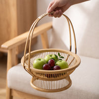 Bamboo Basket with Handle Openwork Flower Arrangement Basket Handcrafted for Decorators, Tabletop, Tea Room