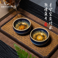 敦煌莲花对杯窑变茶杯茶具套装礼盒博物馆文创礼品新婚结婚礼物