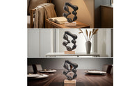Resin Sculpture with Marble Base Artistic Abstract Sculpture Sculptural Decorative Object with Loop Detail for Bookshelf