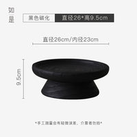 如是/侘寂风黑色碳化木蜡烛台木质托盘茶盘酒店民宿装饰摆件果盘