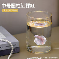 发光斗鱼缸创意新款圆柱缸2025客厅小型桌面缸生态造景工位小鱼缸
